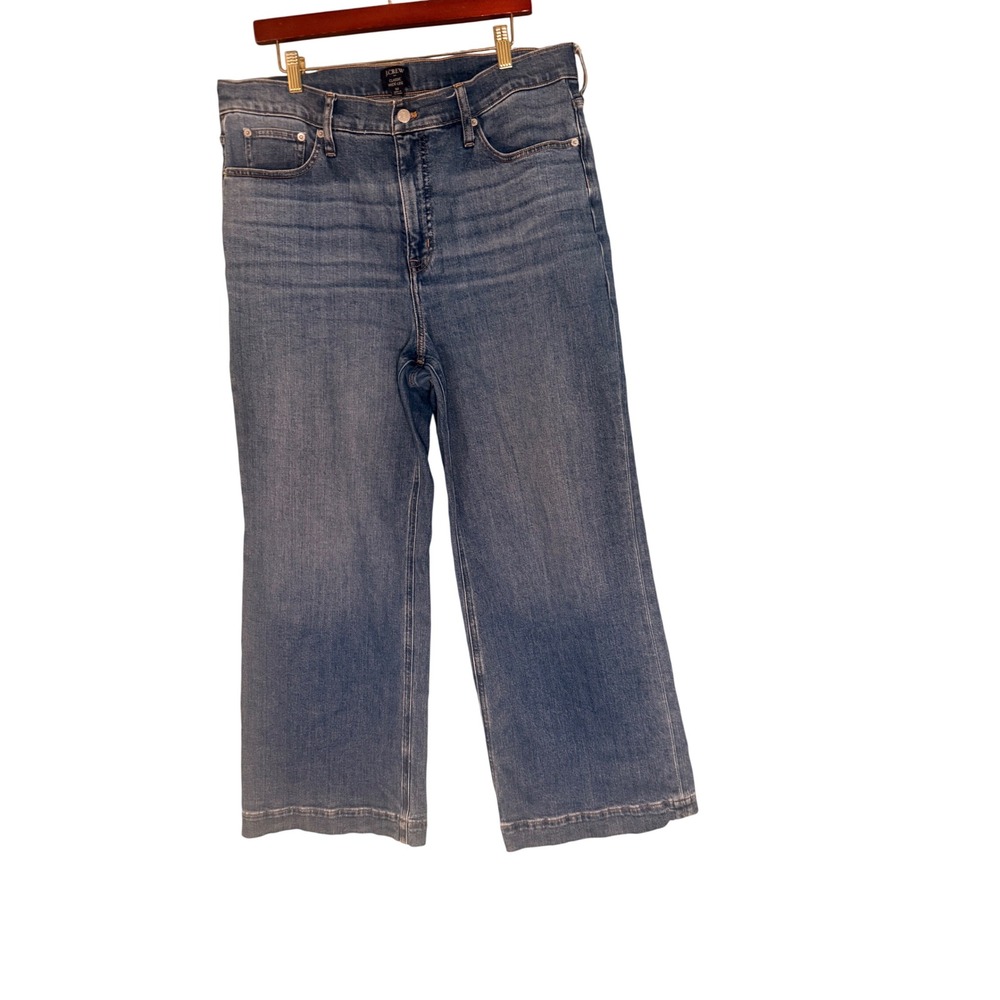 J.Crew Classic Wide-Leg Jeans Womens 32 Blue Medium Wash High Rise Stretch Denim